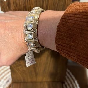 3/$18 Lia Sophia Gold/Rhinestone Stretch Bracelet - New - Lot 2073
